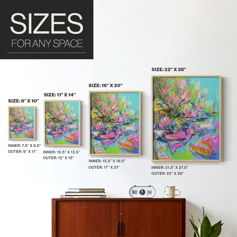 «FLORAL Series», reproduction encadrée en bois massif, H 11 po x l 9 po