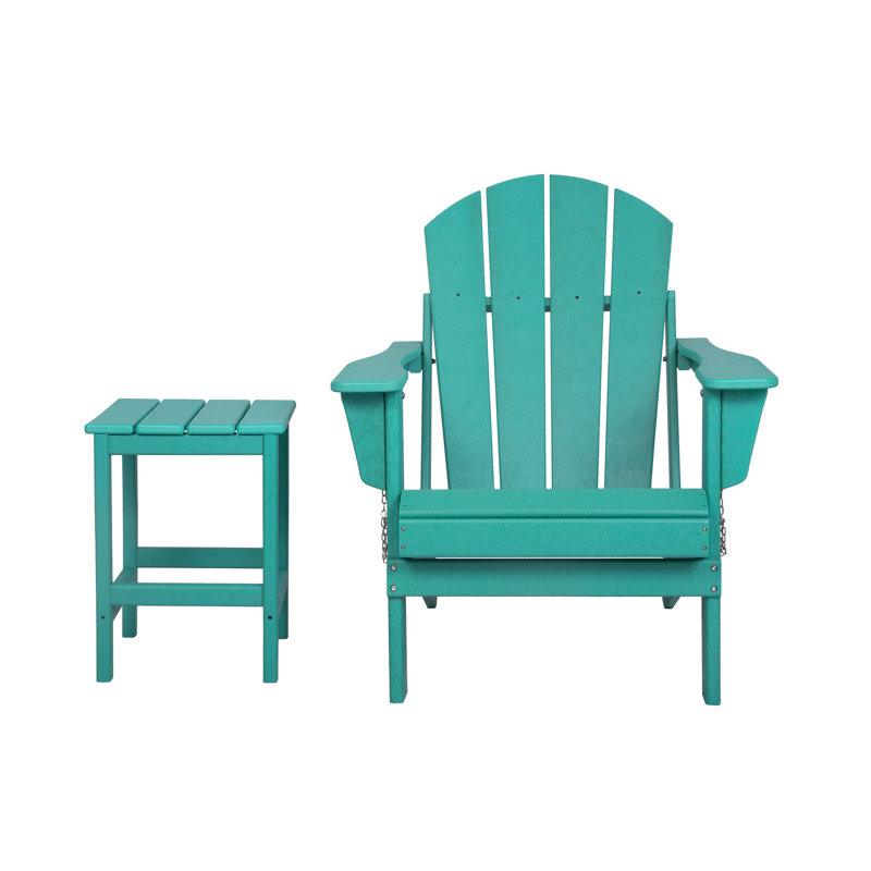Chaise Adirondack pliante en plastique avec table Laguna, Turquoise