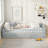 Twin Size Rubber Wood Floor Bed With Safety Guardrails, Fence & Door - Ideal For Kids & Toddlers-1702356888