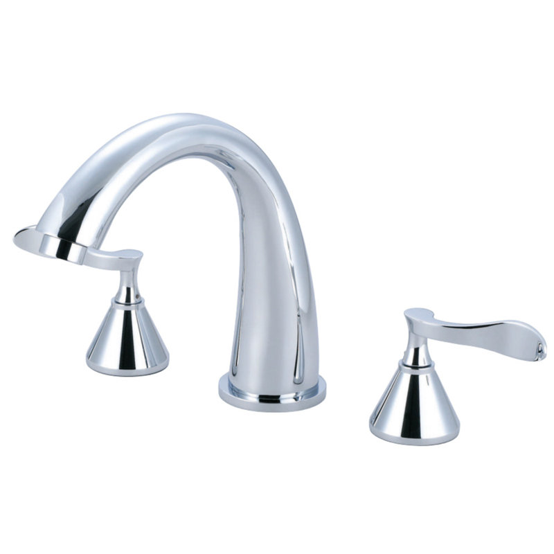 Kingston Brass Century Two-Handle 3-Hole Deck Mount Roman Tub Faucet, Polished Chrome
