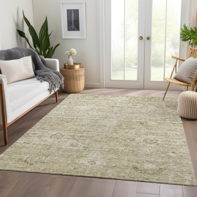 Tapis beige intérieur / extérieur lavable à la machine Chayden ACN1089, Rectangle 10' x 14'