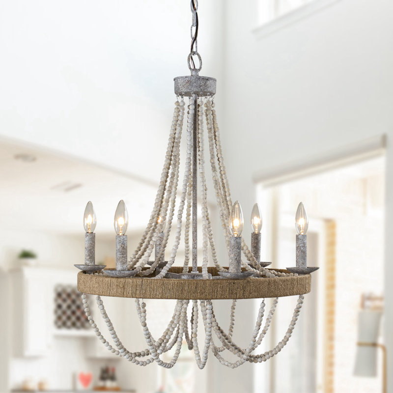 Cavitt 6-Light Dimmable Beaded Empire Chandelier