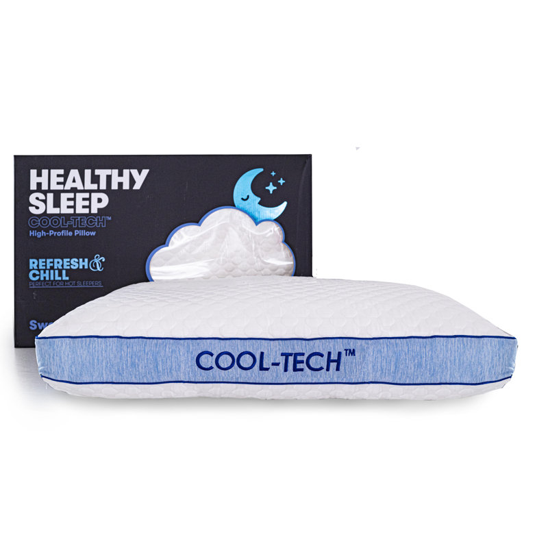 Healthy Sleep Cool-Tech White Pillows, White/Blue, King