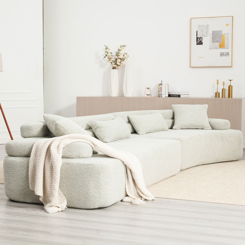 Shandra 139'' Modular Sectional Sofa, Shandra Green Polyester