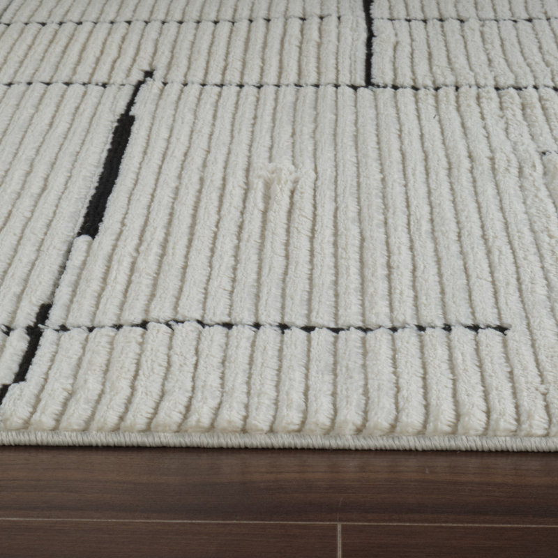 Tapis crème et vert abstrait 5 pi x 8 pi