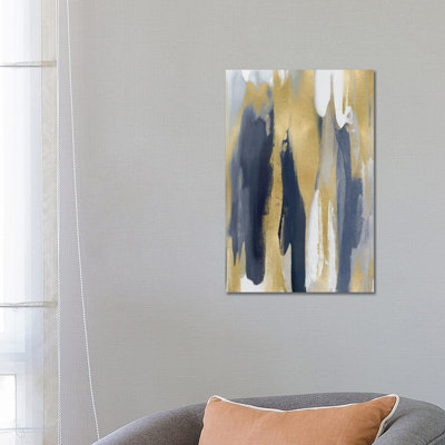 Converge Blue and Gold III 1 Piece Wrapped Canvas Wall Art