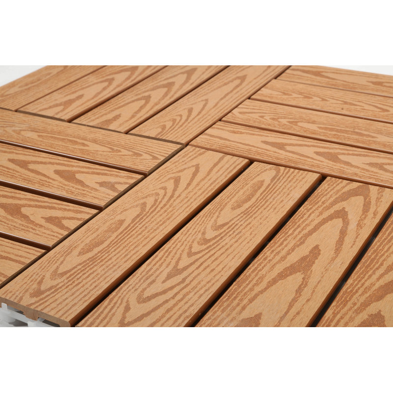 Ensemble de tuiles de terrasse en bois et en plastique composite de 20 pièces, Bois naturel