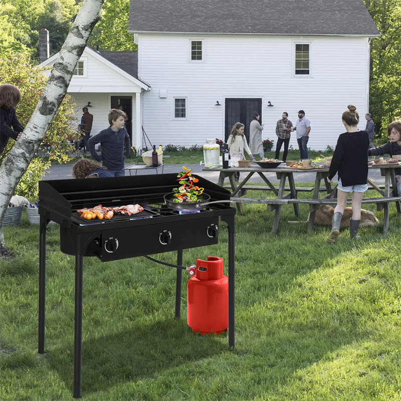 Poêle au propane à 3 brûleurs 225 000 BTU avec panneau de vent et sac de transport