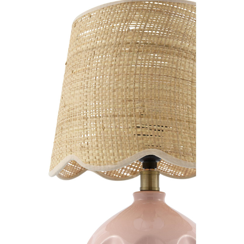 Lampe de table Amecia, Rose, Beige, Jute