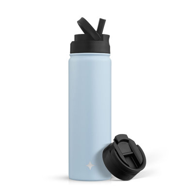 Bouteille d'eau triple isolée JoyJolt avec couvercle rabattable et couvercle en paille sport