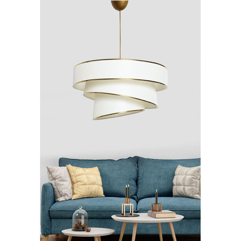 Stunning Gold Chandelier with Cotton Cap, 15.7 x 15.7 x 7.9 inches | Total Height: 28.3 inches | E27 Socket, Max 40W | CE Certified, Glam & Scandinavian Design, Perfect for Country Home Decor & Elegant Lighting