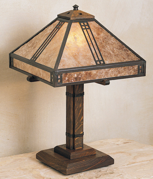 Lampe de table Pocola, H 18,38 po x l 13 po, Cuivre antique, Mica amande