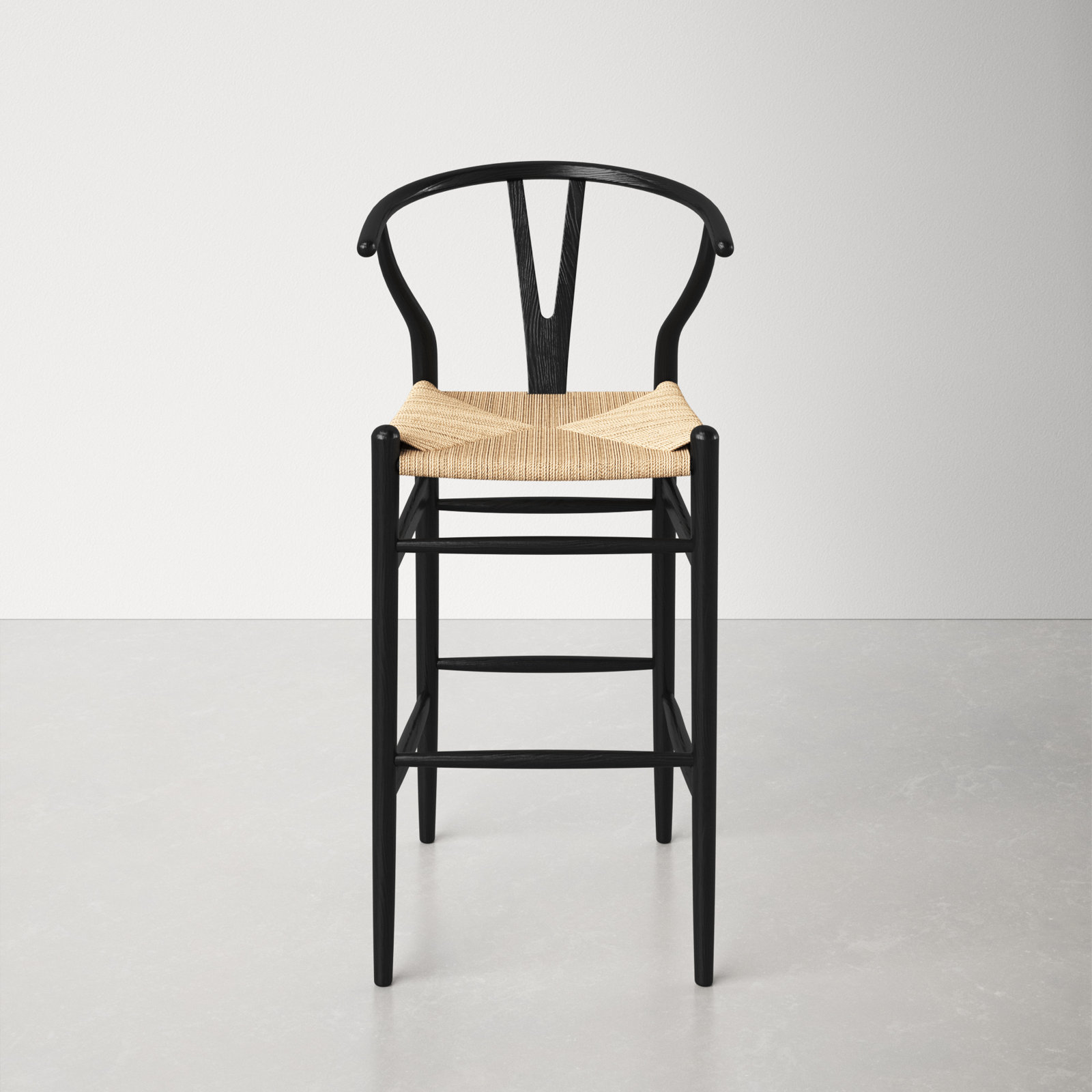 Etta Solid Wood Bar & Counter Stool, Black/Natural, Bar Stool (30" Seat Height)