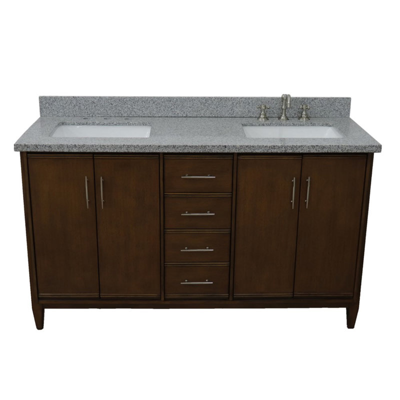 Harrel 61'' Double Bathroom Vanity with Top, Grey