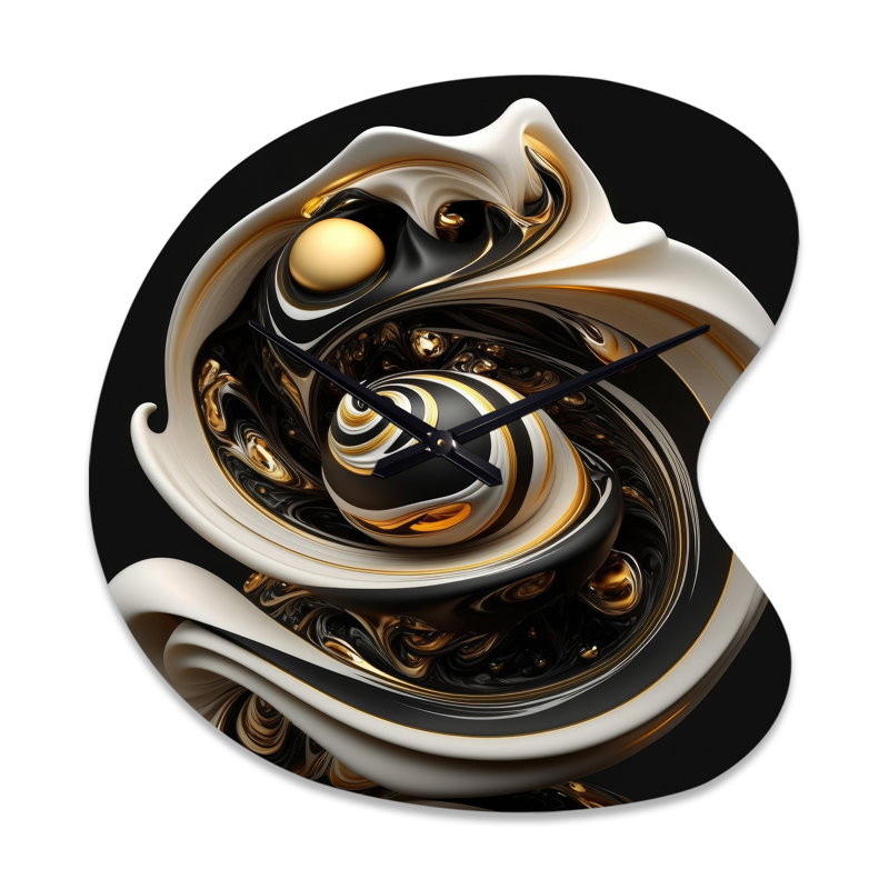 Horloge murale liquide en forme de V en forme de spirale abstraite, Petit