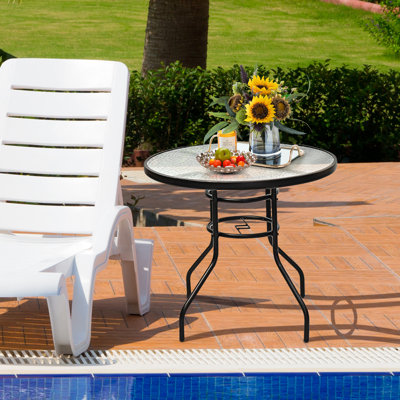 Ema-May Round Glass Outdoor Bistro Table - 80 cm W 80 cm D