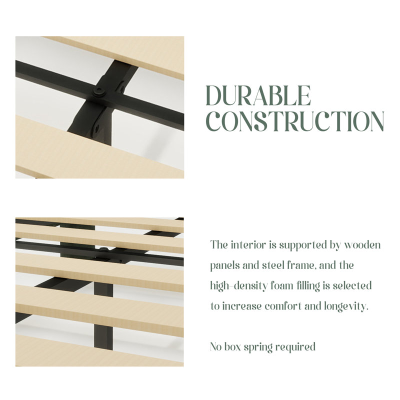 Sutter Upholstered Wingback Bed, Twin, Blue