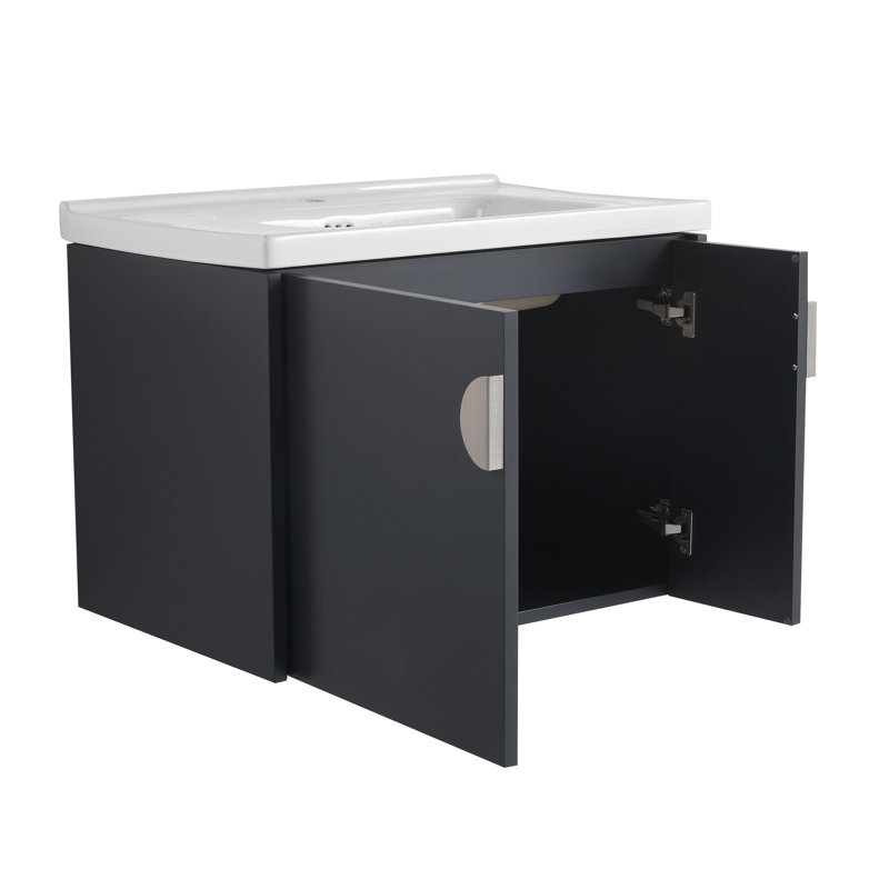 Meuble-lavabo de 28 po avec lavabo en céramique pour petite salle de bain