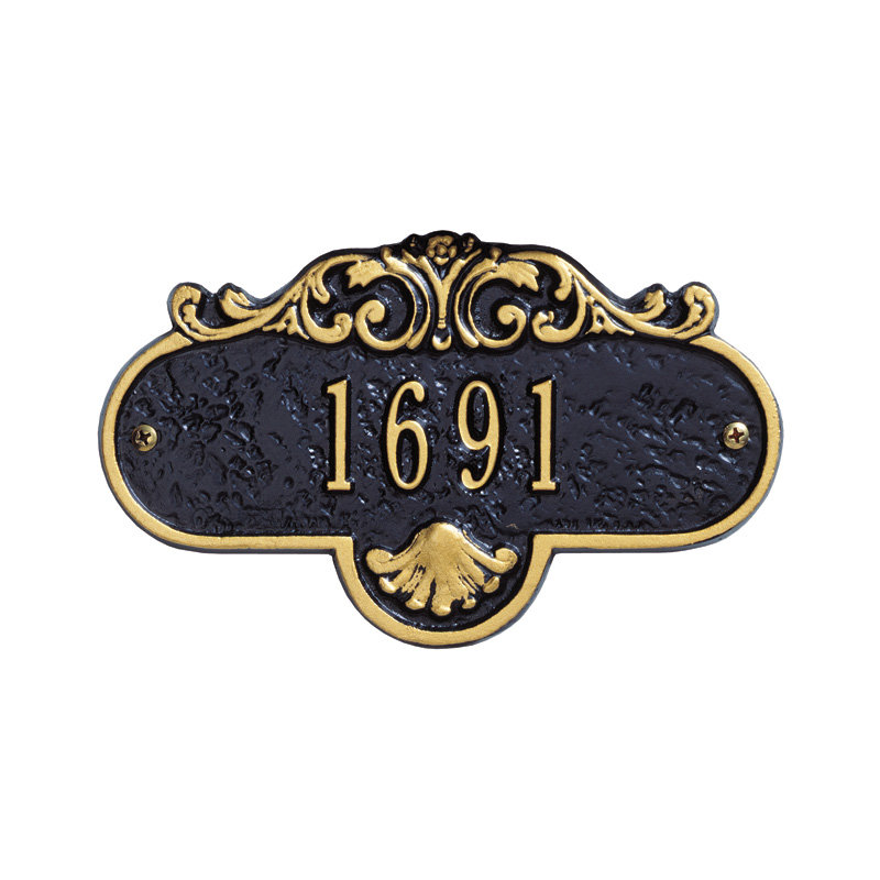 Plaque d'adresse murale sur 1 ligne Rochelle, Noir et or, Oui