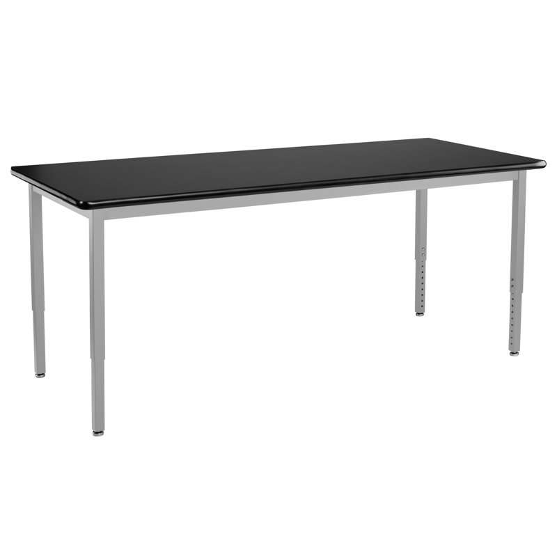 Adjustable Height Black and Silver Steel Science Table