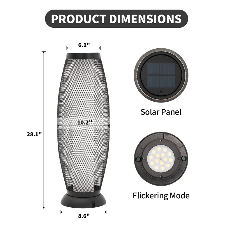 Gossens 28.1'' Solar Powered Integrated LED Outdoor Floor Lamp
