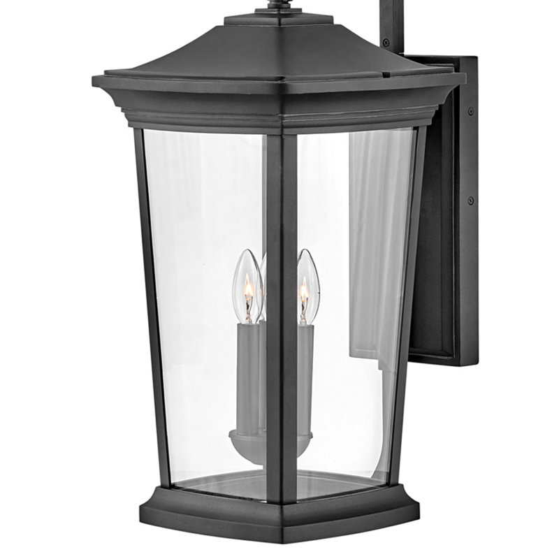 Bromley 3-Light Wall Mount Sheperd's Hook Lantern, Museum Black, Yes