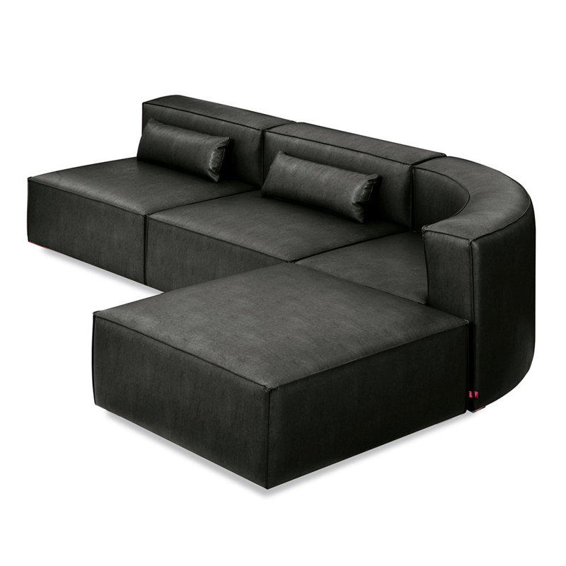 Canapé modulaire 4 pièces Mix, Cuir végétalien pomme réglisse