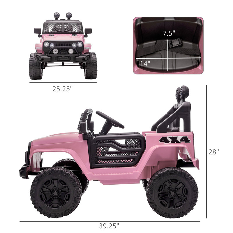 Pink 12-Volt Kids Electric Off-Road Truck with Remote Control