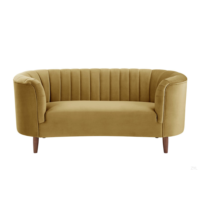 Causeuse olive en velours jaune