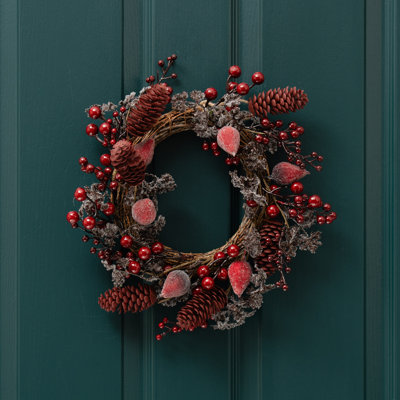 35cm Artificial Berry and Pine Cone Wreath