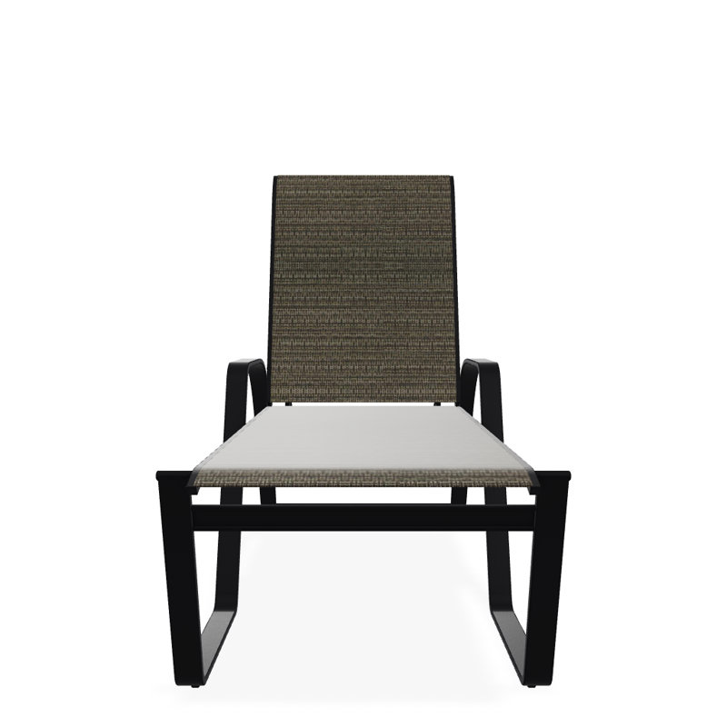Chaise longue inclinable Holna, Noir texturé, Bristol taupe Sunbrella®