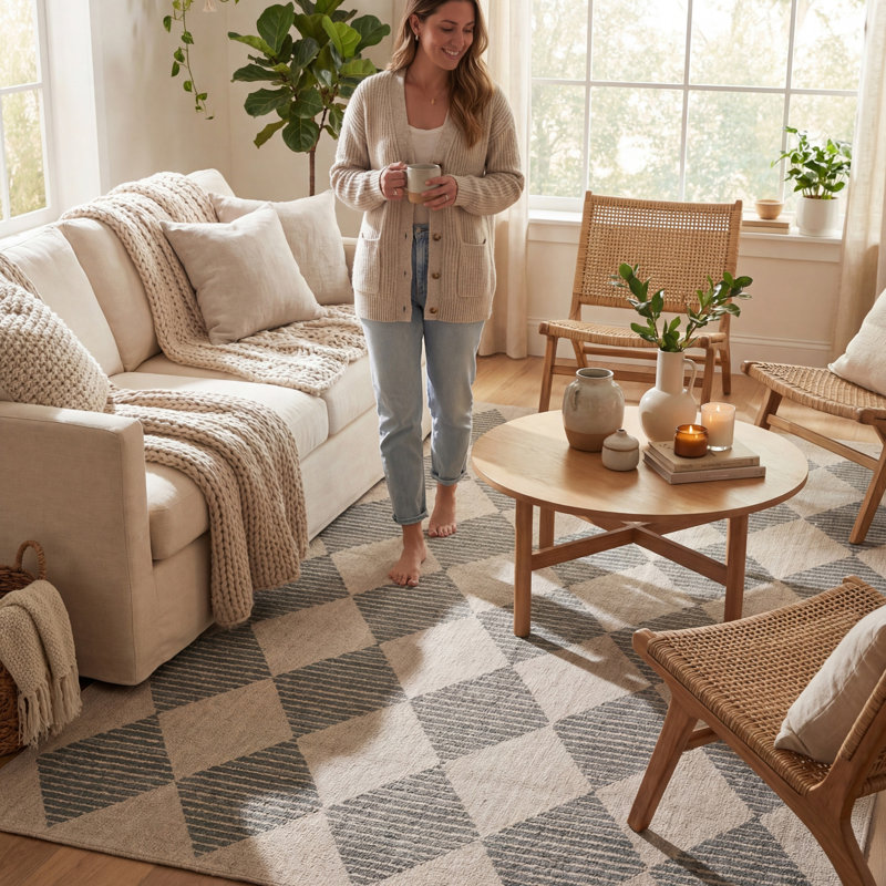 Tapis lavable Evrina, Gris, Rectangle de 5 pi x 8 pi