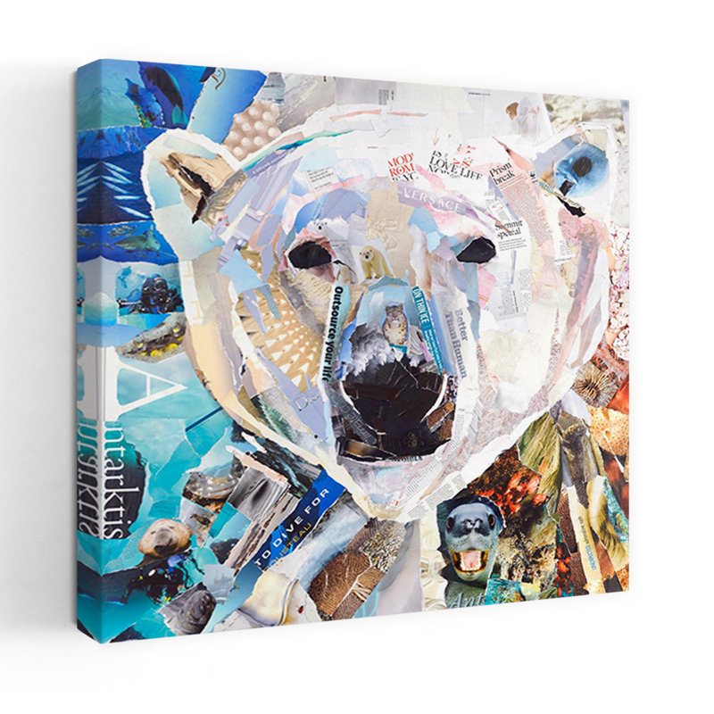 Ours polaire, art contemporain de la faune, H 24 po x l 24 po