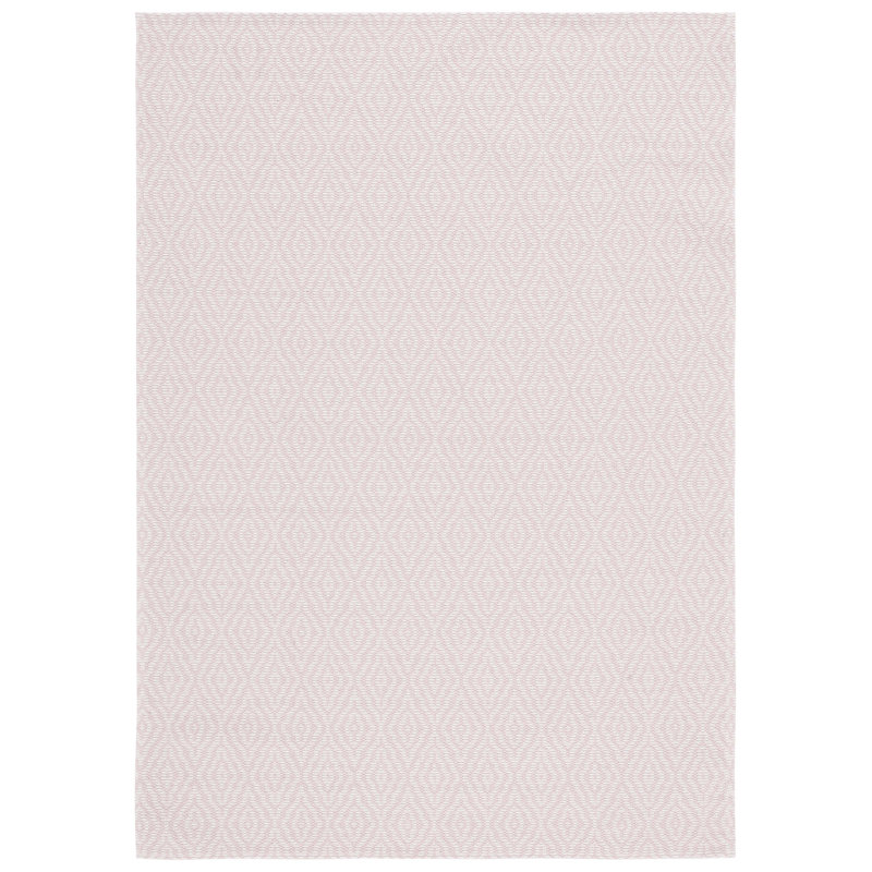 Martha Stewart 484 Cotton Geometric Rug in Pink/Ivory, Rectangle 9" x 12"