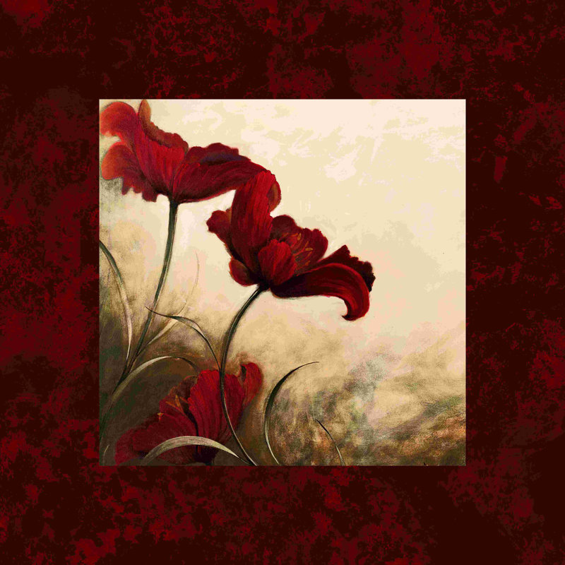 Scarlet Poppies 2 - peinture sur toile tendue, H 36 po x l 36 po