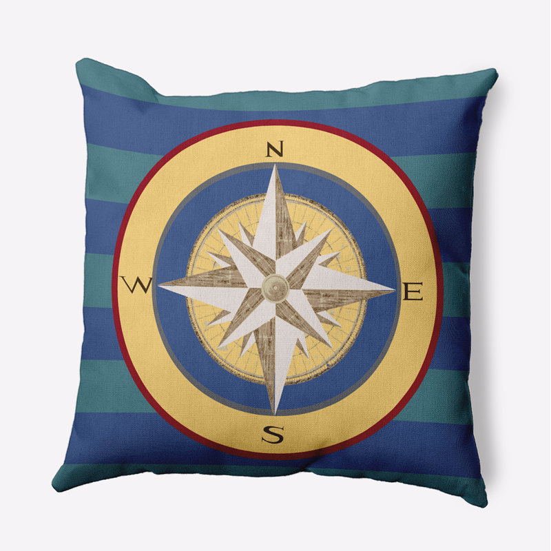 Coussin décoratif intérieur / extérieur Nautical Nights, Bleu marine nautique géométrique, H 16 po x l 16 po