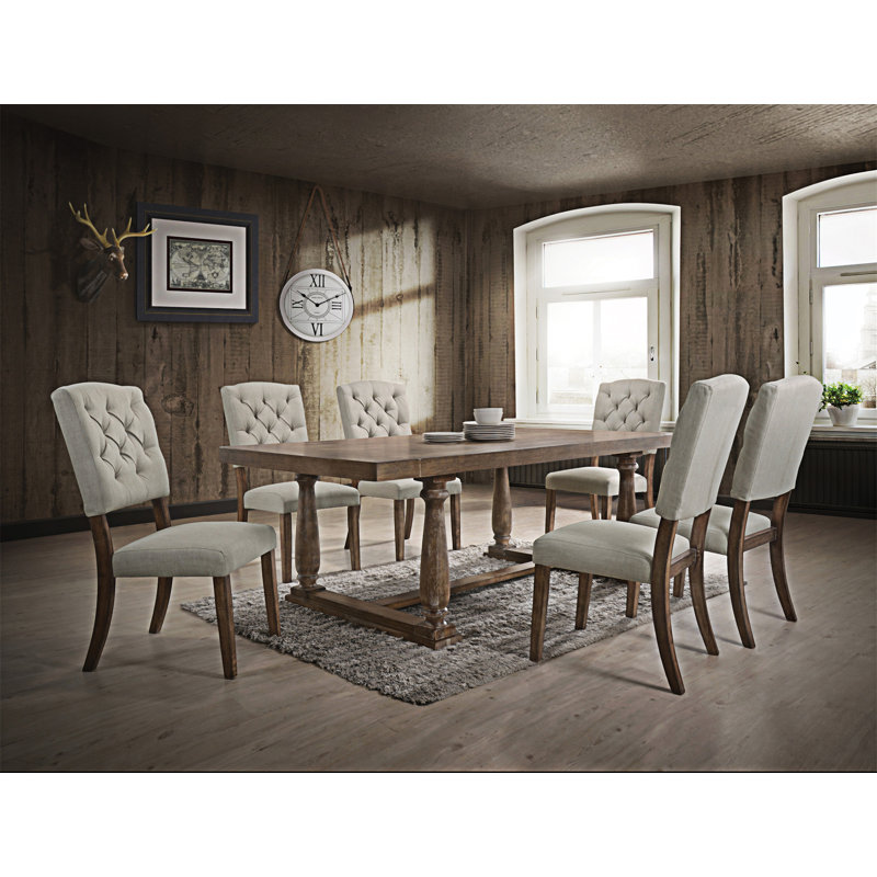 Grunwald 7 Piece Dining Set,dinning table set, Oak, Oak/Beige