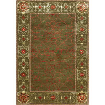 Castile Geometric Area Rug in Brown/Green/Copper