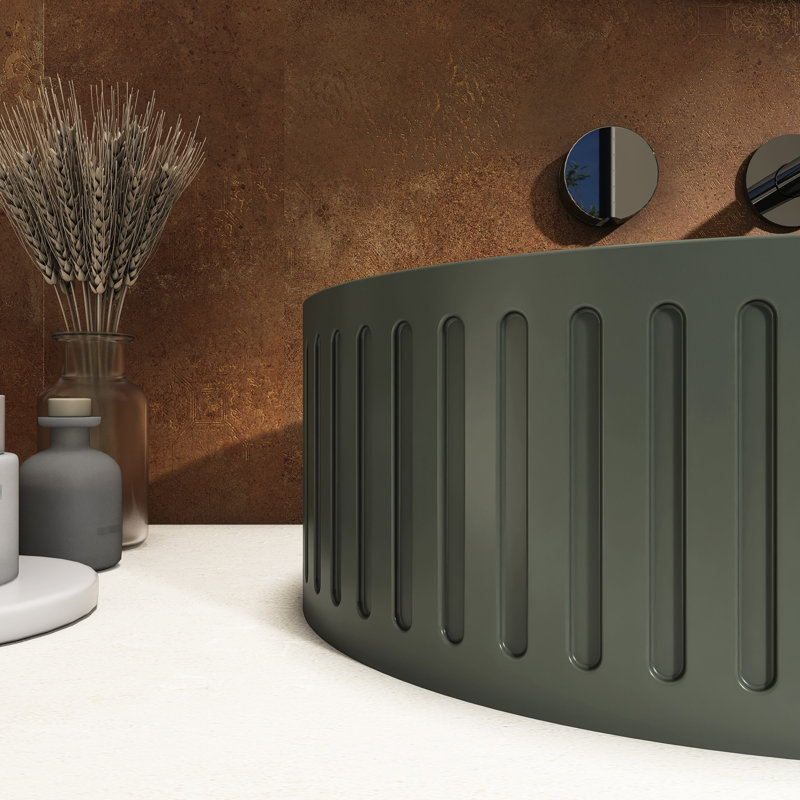Lavabo de salle de bain ovale de comptoir ovale foncé en béton 23,6 po avec choix colorés et adaptabilité à long terme à la température esthétique naturelle