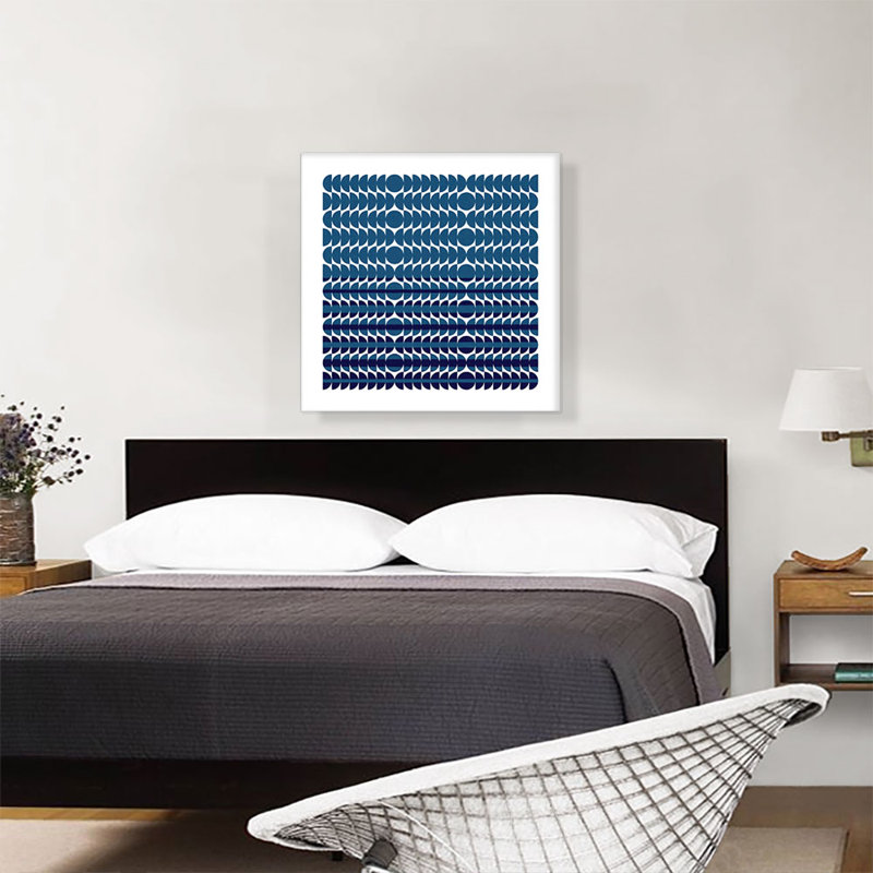 «Mid-Century Modern Blue Circles Rising», impression sur toile tendue, H 26 po x l 26 po x P 0,75 po
