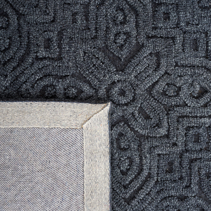 Thomes Hand Tufted Wool/Cotton Abstract Rug in Charcoal, Rectangle 9' x 12'
