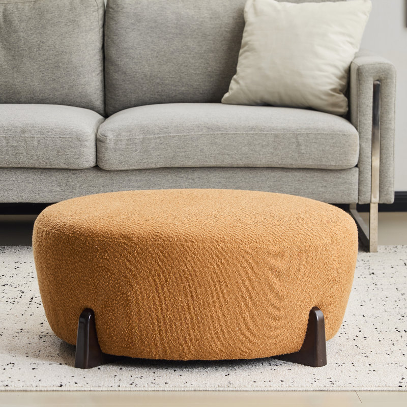 Repose-pieds rond, Marron foncé, Orange