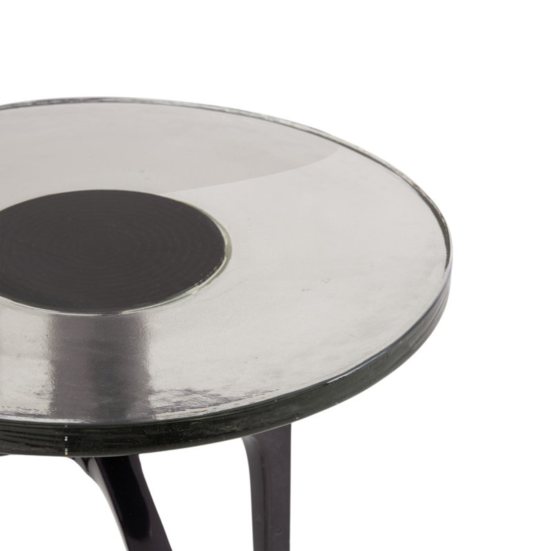Carolan Glass Cross Legs End Table, Black