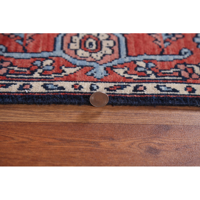 Tapis beige en laine noué à la main de conception unique 5 pi x 6 pi 10 po New Age