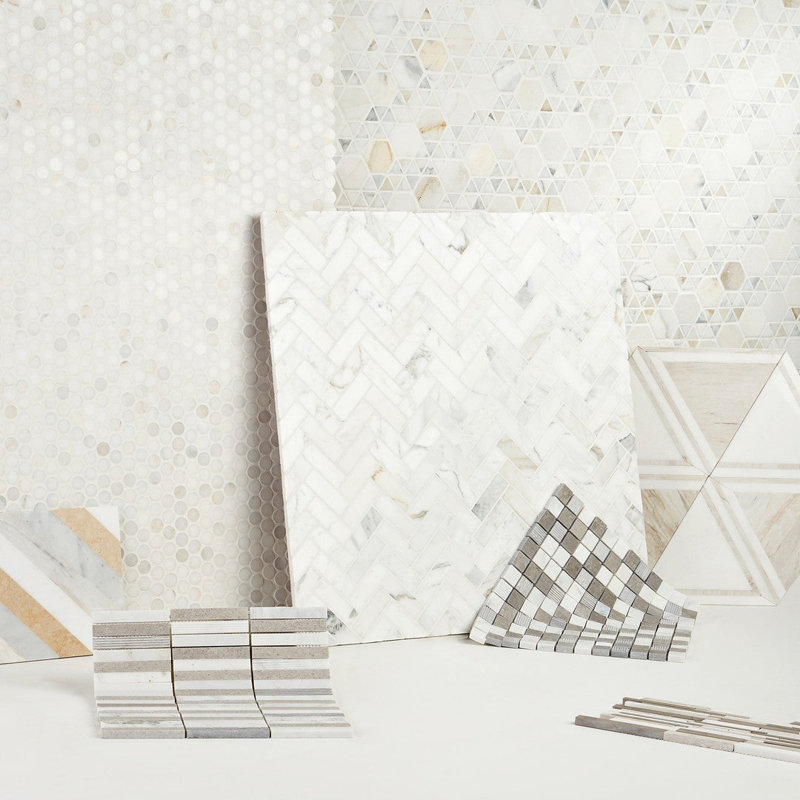 Geomarble Altair Thassos Sabbia Polished Marble Mosaic
