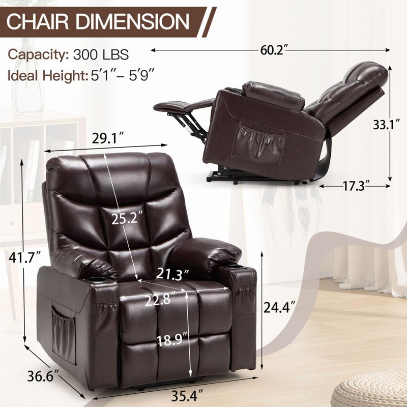 Fauteuil inclinable électrique Power Lift, Brun
