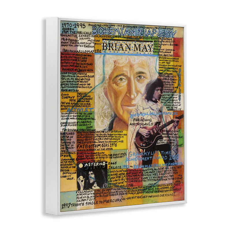 «Brian May Collage», art de la giclée encadrée par Sabin, Giclée encadrée blanc bord de mer, H 20 po x l 16 po