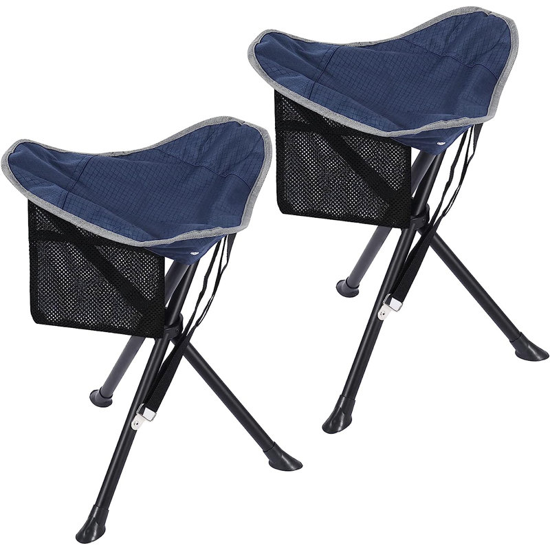 Folding Tripod Stool with Carry Strap, Lightweight Portable Outdoor Seat, Blue
