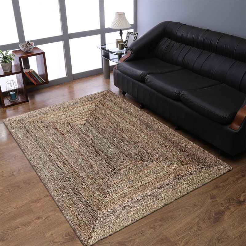 Anley Hand Woven Jute Eco-Friendly Solid Area Rugs - Rectangle, Beige Color, Contemporary Modern Design, Low Pile, Natural Fiber, Outdoor Indoor Handmade Area Rugs for Living Room, Bed Room
