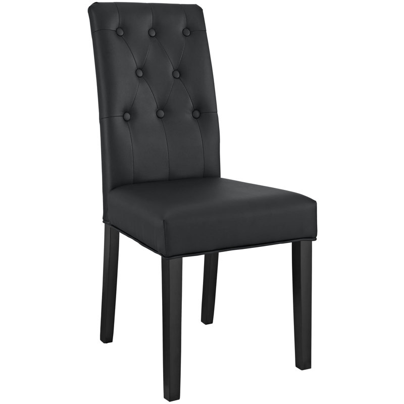 Tufted Faux Leather Upholstered Side Chair, Black